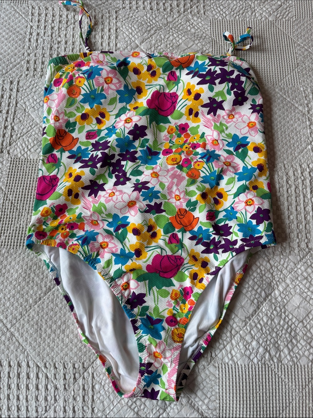 J. Crew Floral One-Piece Swimsuit in White, Pink, Yellow, Blue, Purple, Green
